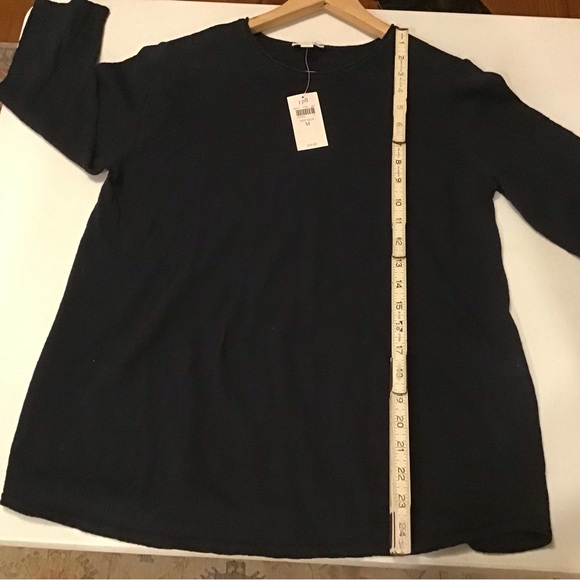 NWT J. Jill Navy 3/4 Sleeve Linen/Cotton Knit Top Lightweight Coastal Casual - Picture 9 of 11